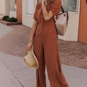 ROOLEE Burnt Orange Polka Dot Jumpsuit
